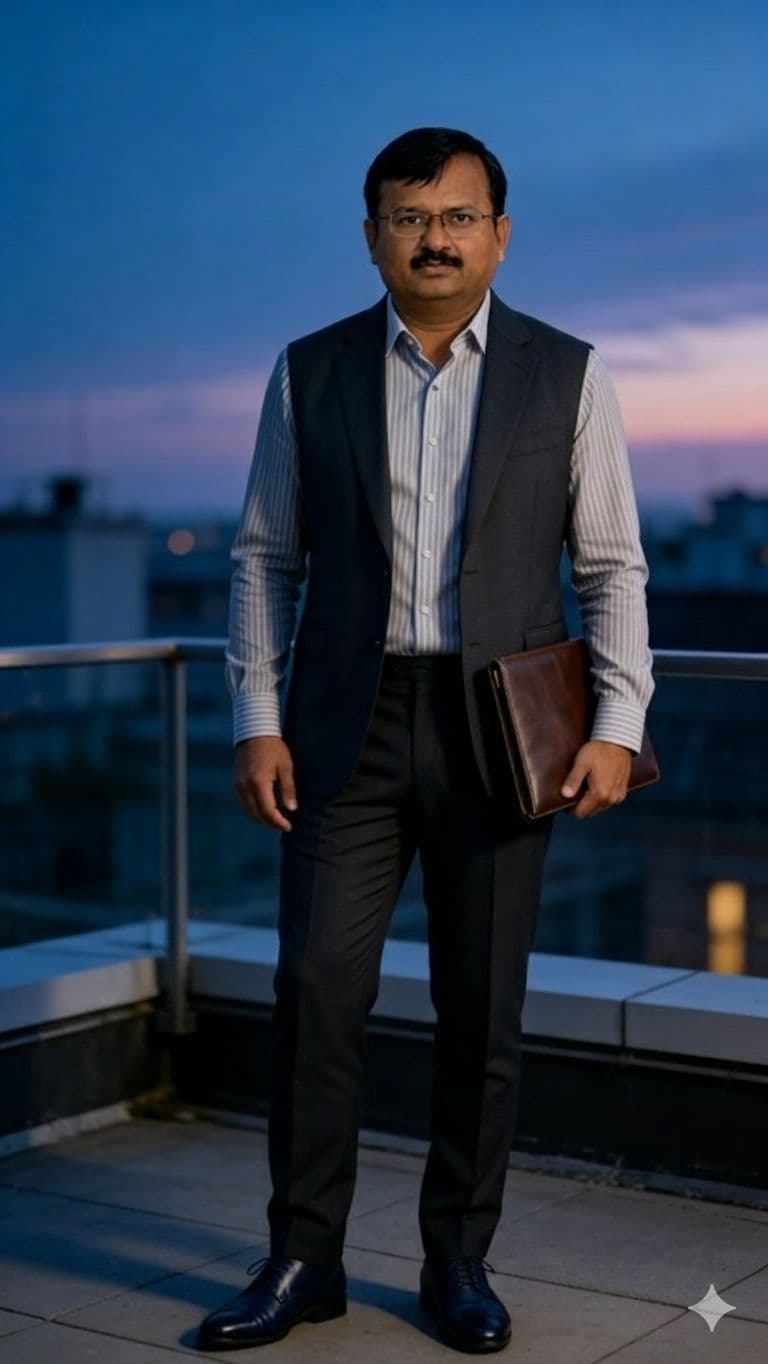 Mr. Gopal Wasnik on an outdoor terrace at dusk